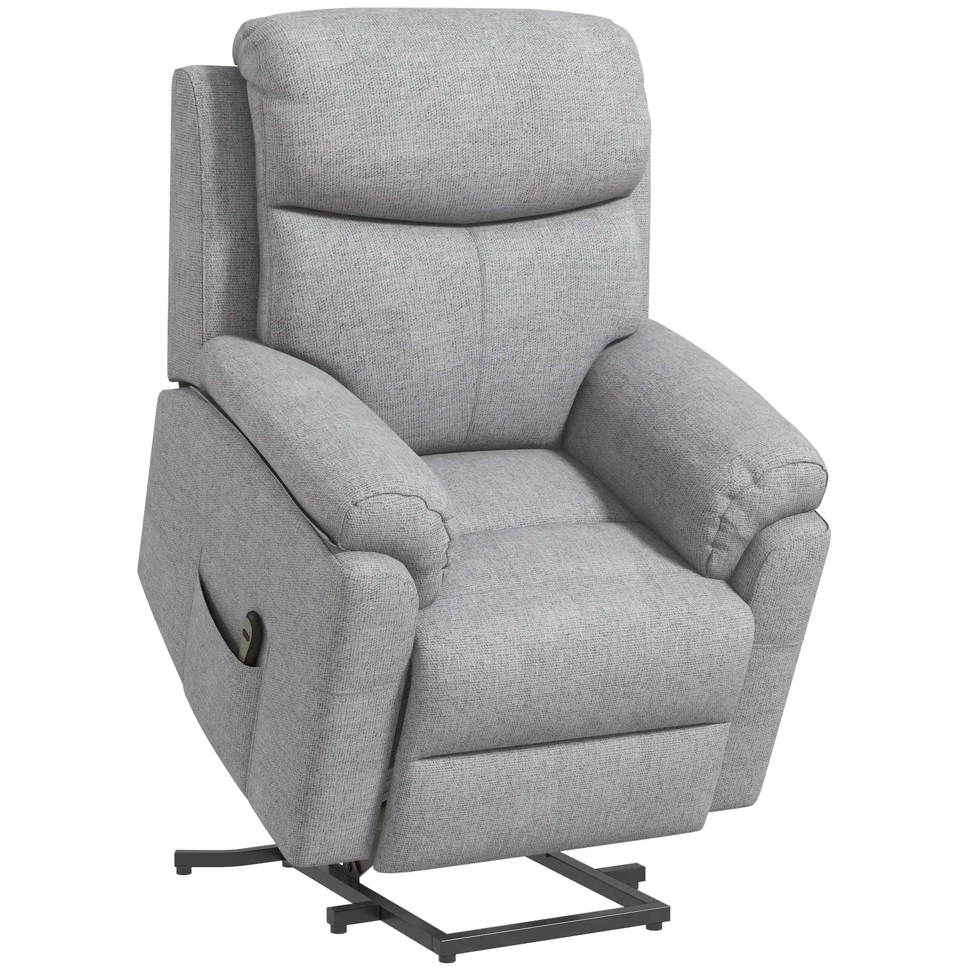Nancy's Lanciano Sta op Stoel - Opsta Stoel - Seniorenstoel - Relaxfauteuil - Massagestoel - Grijs - Linnen