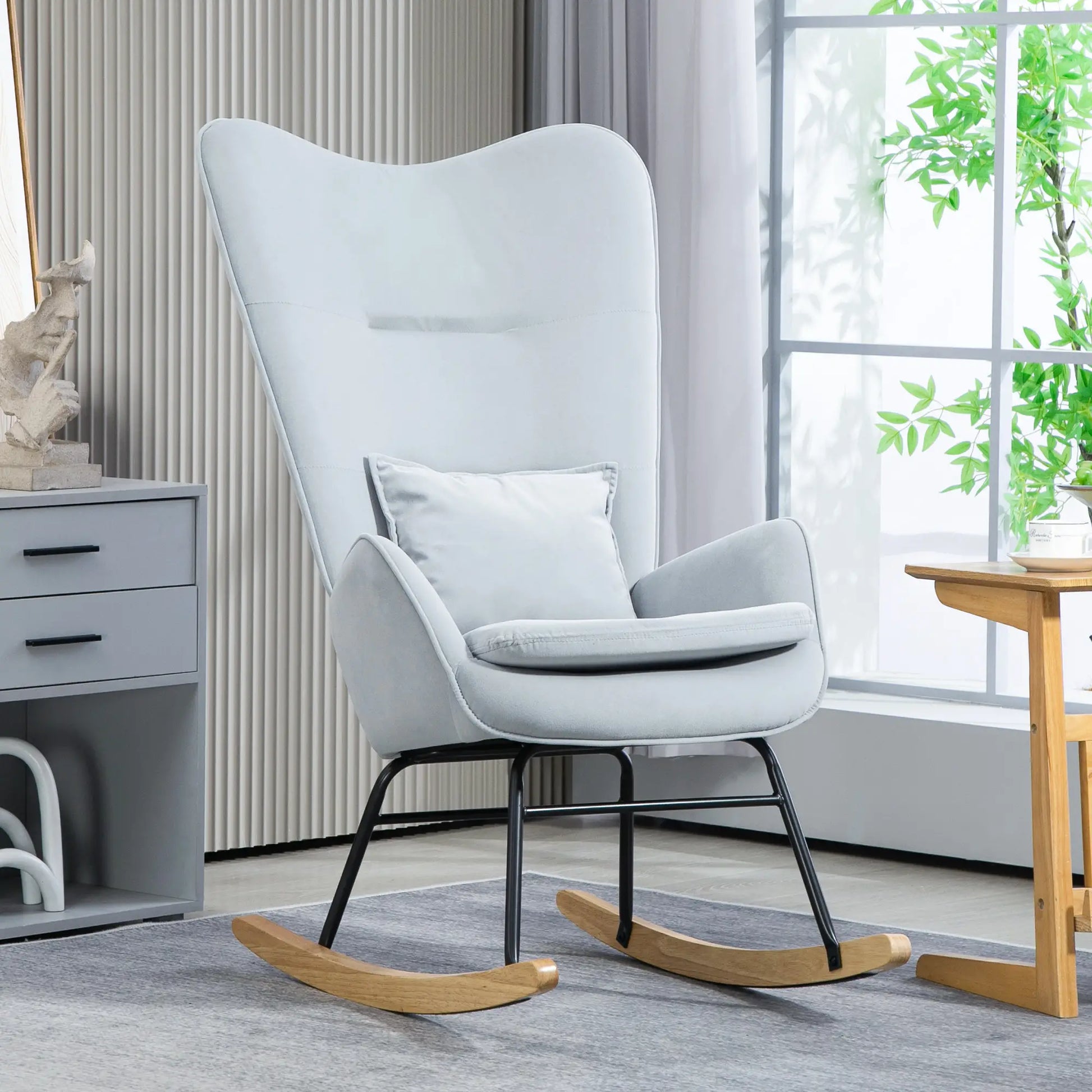 Nancy's Marmeleiro Schommelstoel - Relaxstoel - Loungestoel - Lichtgrijs - Fluweel