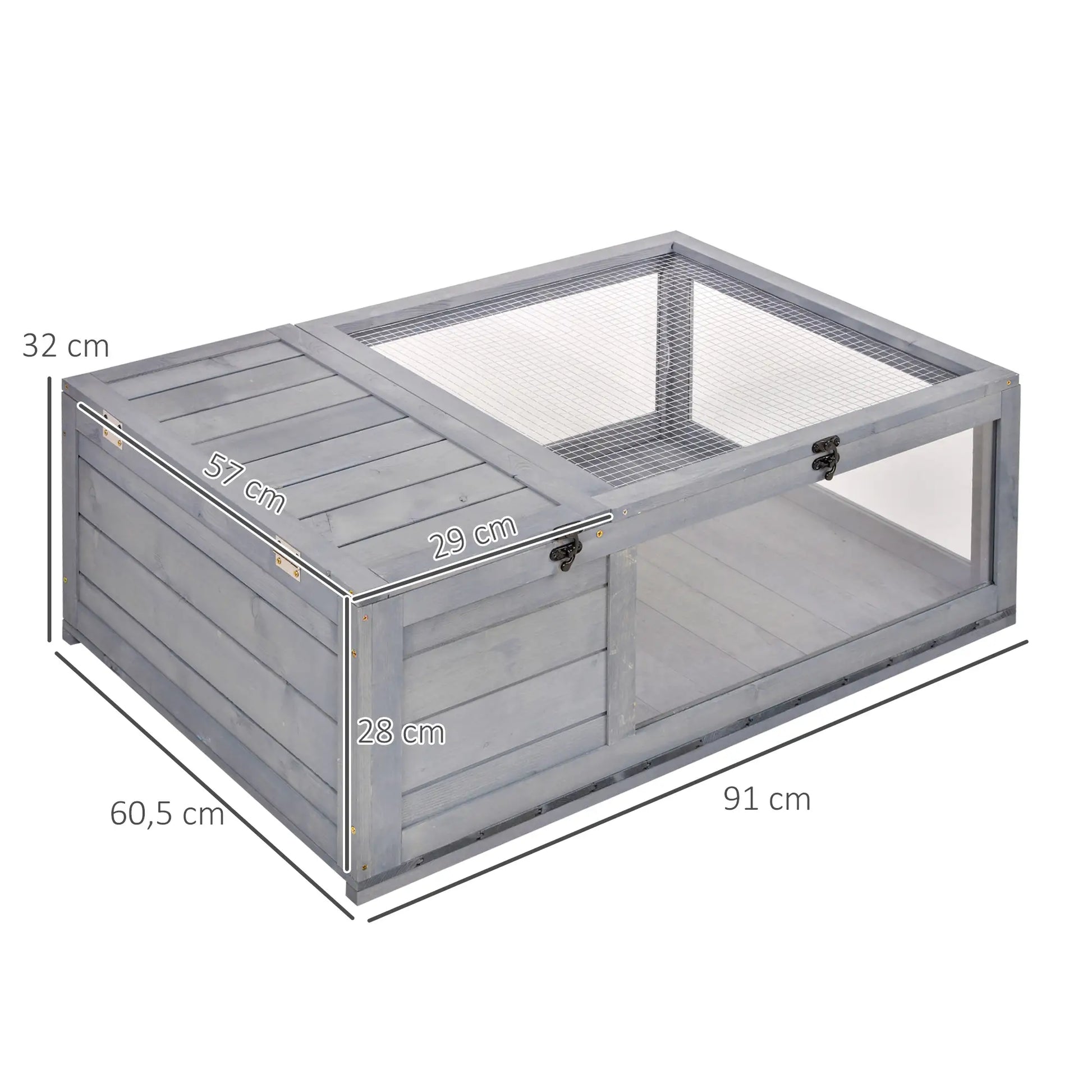 Nancy's Cocconato Dierenverblijf - Dierenhok - Schilpaddenhuis - Grijs - Dennenhout - ± 90 x 60 x 30 cm