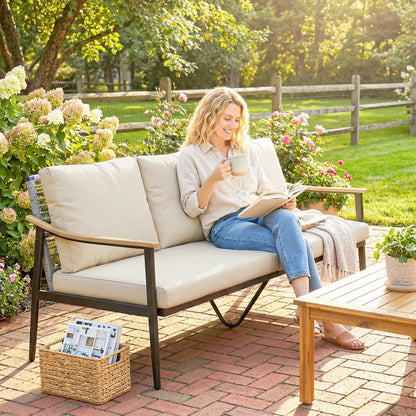 Nancy's Salvarosa Loungebank - Tuinbank - 3-Zits buitenbank - Rotan - ± 175 x 75 x 80 cm