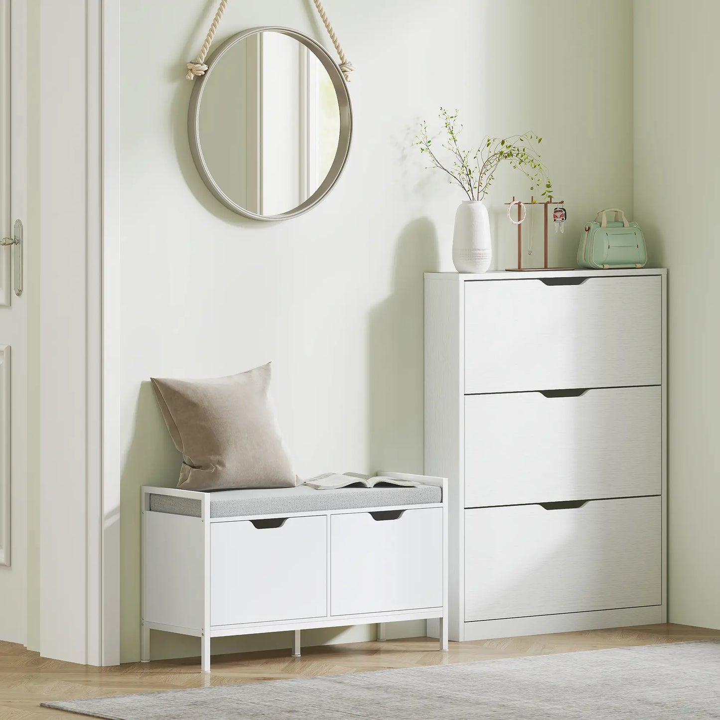 Nancy's Cropani Schoenenkast - Opbergkast voor Schoenen - Wit - ± 80 x 20 x 110 cm