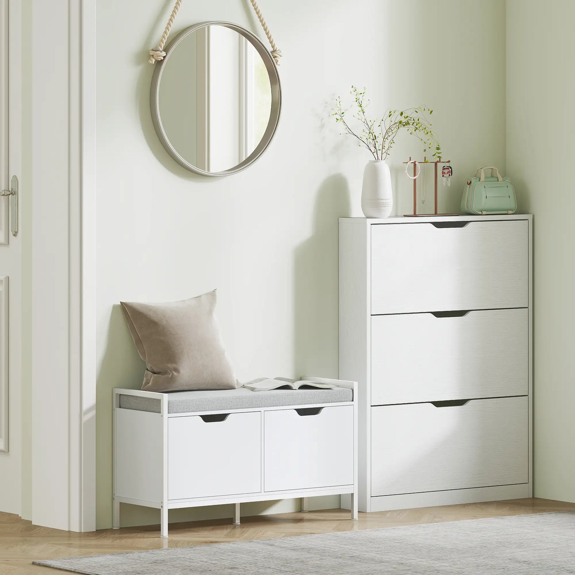 Nancy's Cropani Schoenenkast - Opbergkast voor Schoenen - Wit - ± 80 x 20 x 110 cm