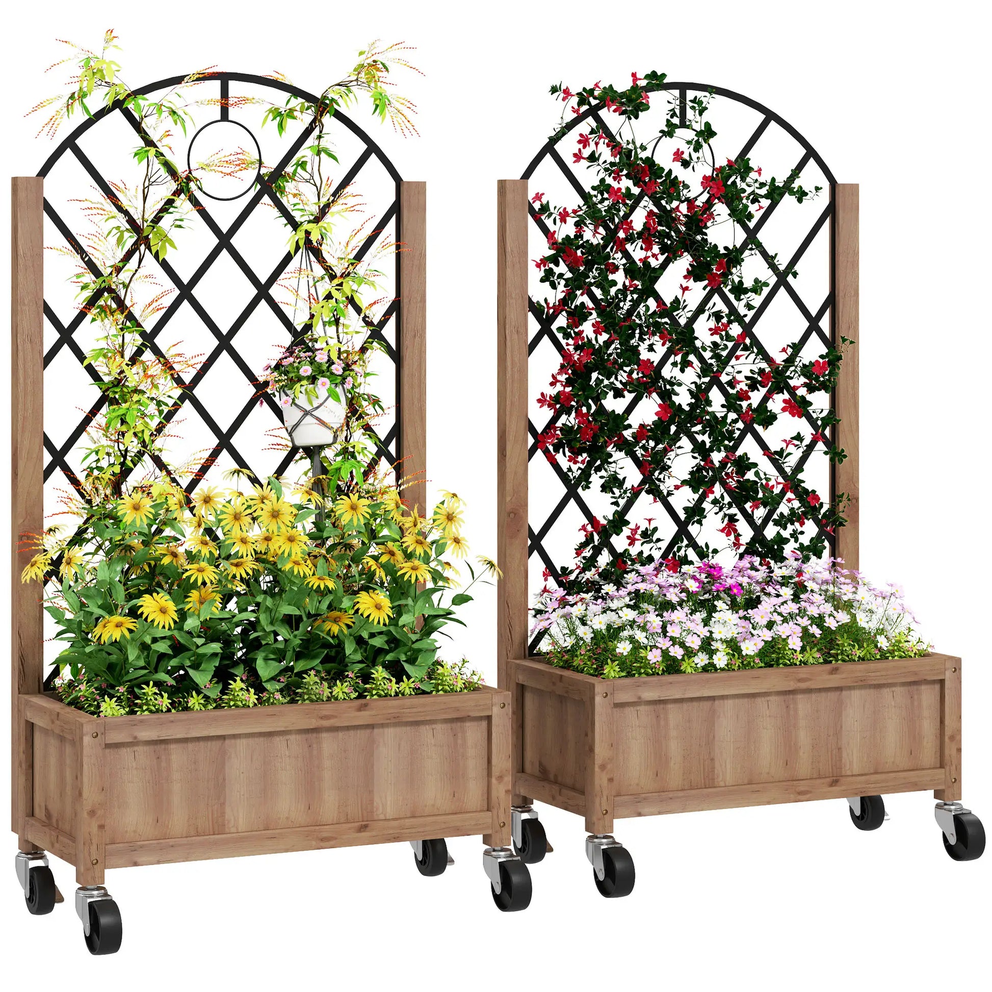 Nancy's Cento Plantenbakken Set van 2 - Plantenrek - Tuinrek - Plantenbed - Dennenhout - ± 50 x 25 x 100 cm