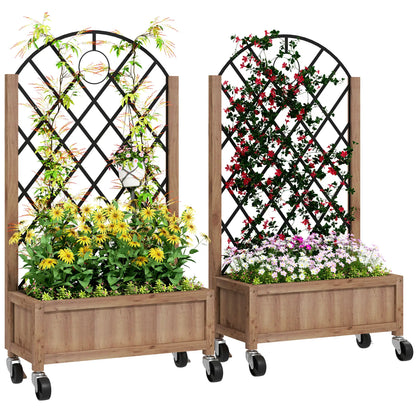 Nancy's Cento Plantenbakken Set van 2 - Plantenrek - Tuinrek - Plantenbed - Dennenhout - ± 50 x 25 x 100 cm