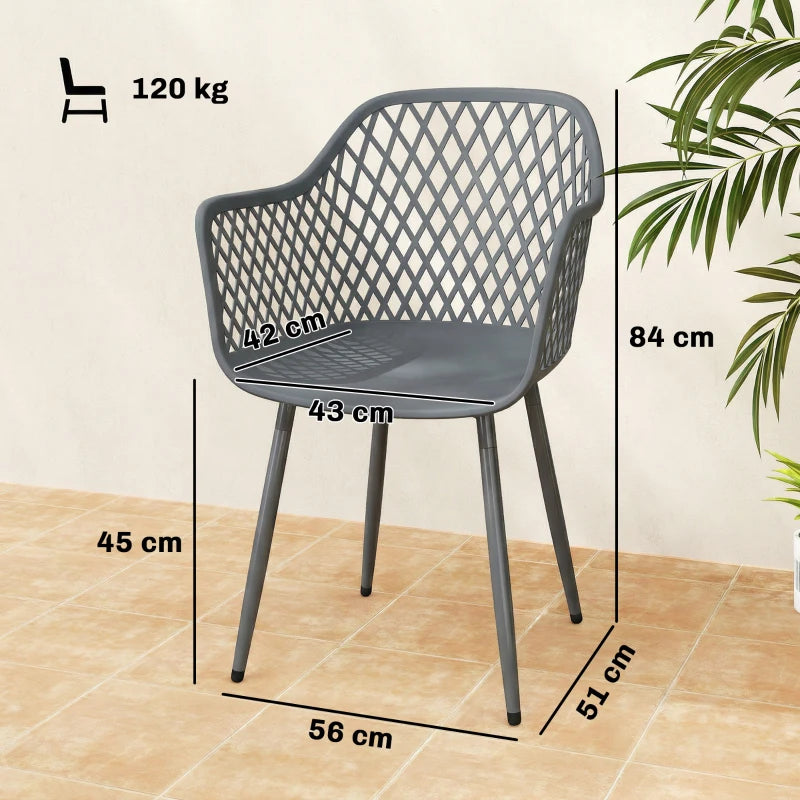 Nancy's Selargius Tuinstoelen - Terrasstoelen - Set van 4 - UV-Bestendig - Donkergrijs - Kunststof