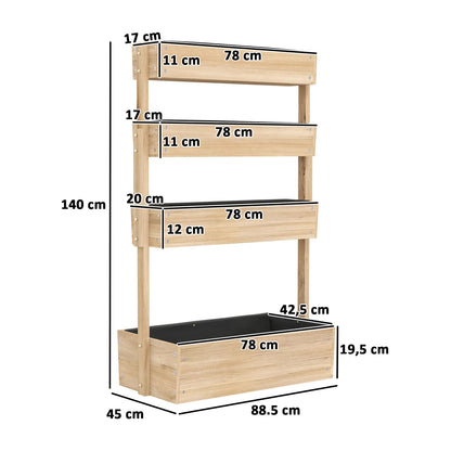 Nancy's Germagnano Plantenbak - Bloembak - Plantenrek - Dennenhout - ± 90 x 45 x 140 cm