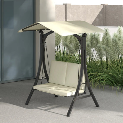 Nancy's Corchiano Schommelbank - Tuinschommel - Hollywood Schommel - Zwart / Crème - ± 150 x 120 x 180 cm