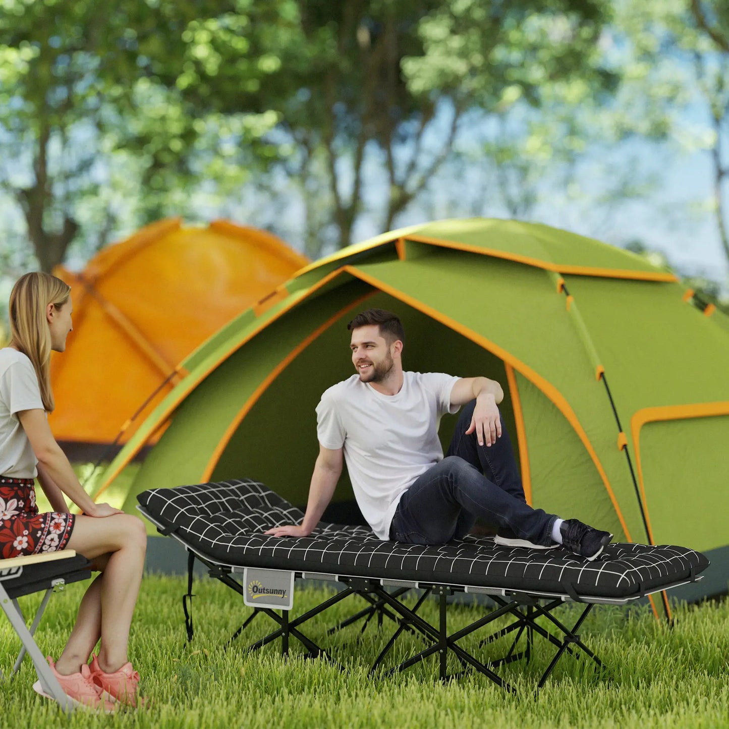 Nancy's Ghilarza Campingbed - Stretcher - Vouwbed - Veldbed - Zwart - ± 190 x 65 x 35 cm