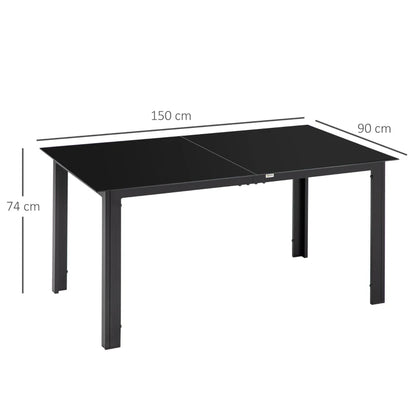 Nancy's Reboleira Tuintafel - Terrastafel - Eettafel voor buiten - Tuinmeubel - Zwart - ± 150 x 90 x 75 cm