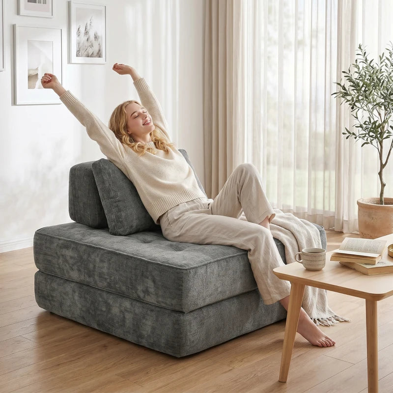 Nancy's Stanghella Slaapbank - Slaapstoel - Logeerbed - Grijs - Chenille