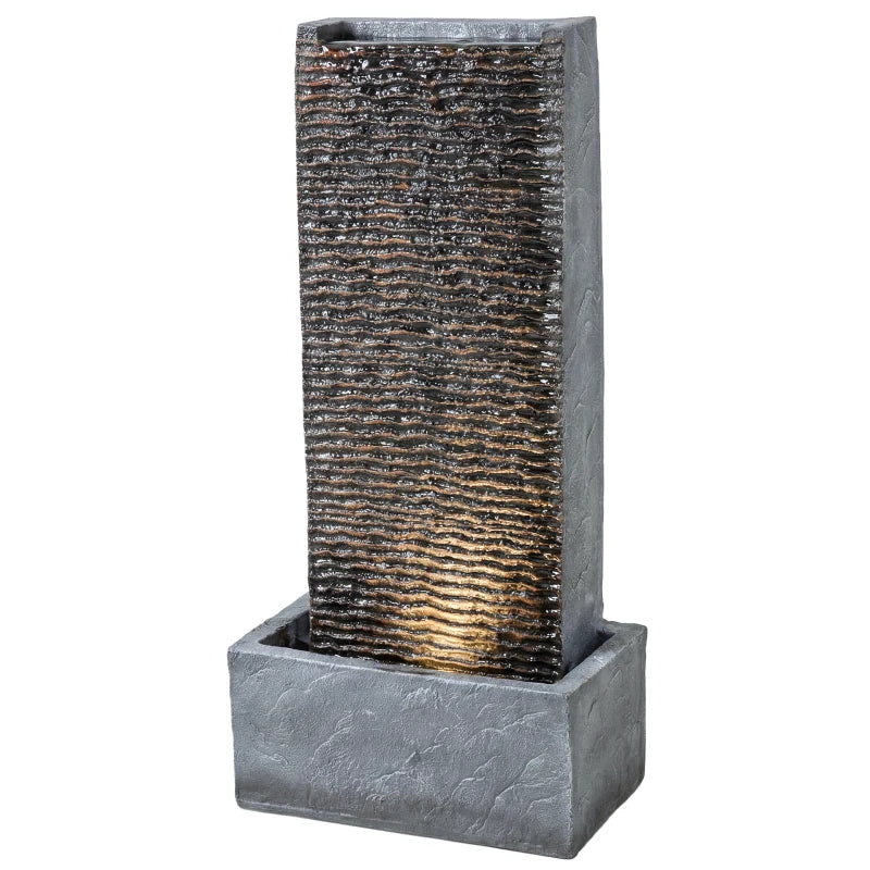 Nancy's Sutrio Fontein - Tuinfontein - LED-Verlichting - Waterwand - Grijs - Hars