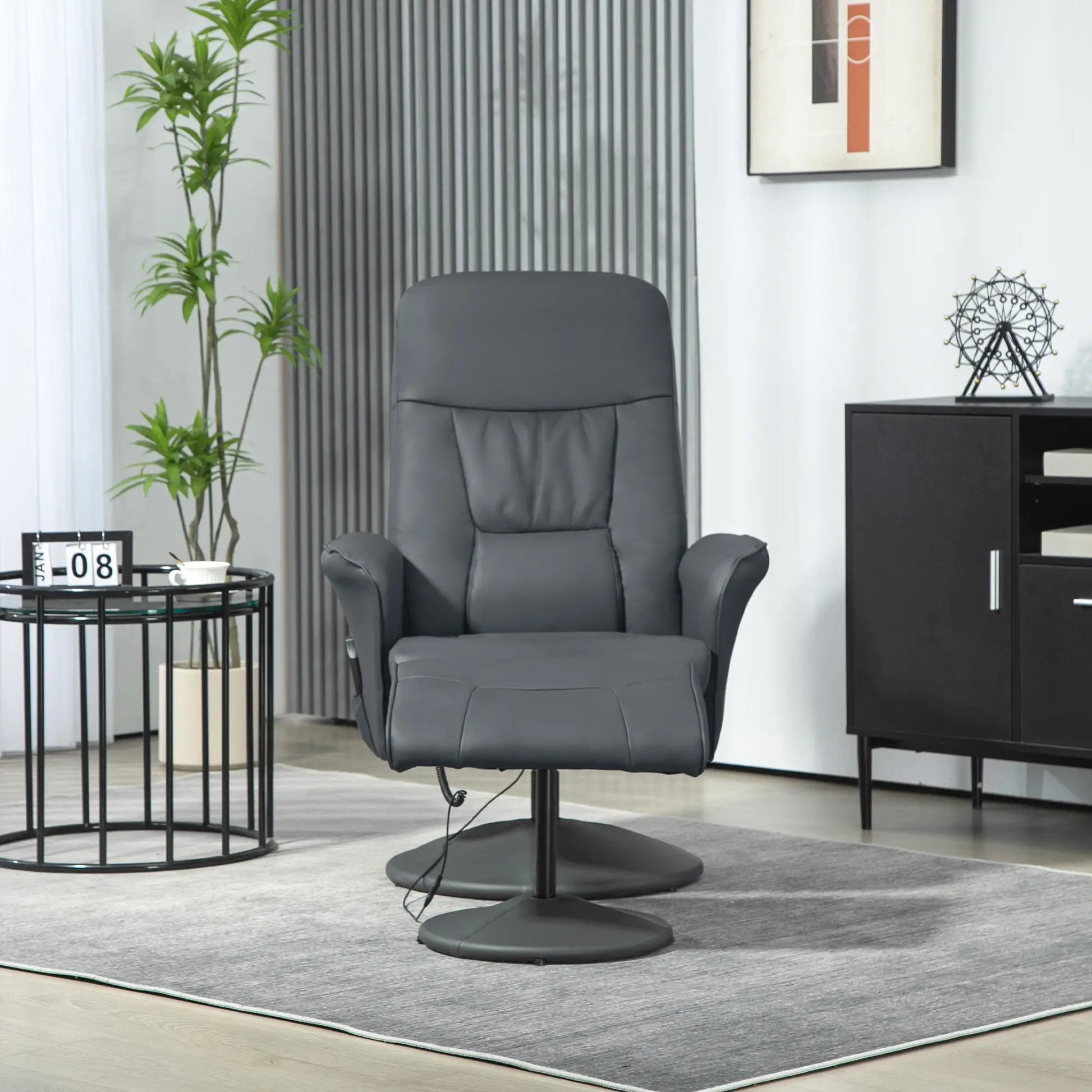 Nancy's Verdelhos Massagestoel met Voetenbankje - Massage Fauteuil - Relaxstoel - Donkergrijs - Kunstleer