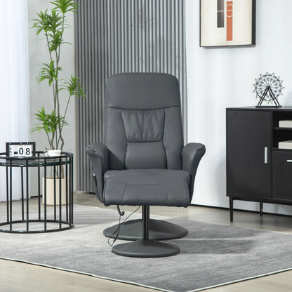 Nancy's Verdelhos Massagestoel met Voetenbankje - Massage Fauteuil - Relaxstoel - Donkergrijs - Kunstleer