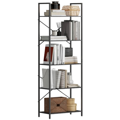 Nancy's Oulx Boekenkast - Opbergkast - 5 Niveaus - Zwart - Staal - ± 60 x 30 x 170 cm