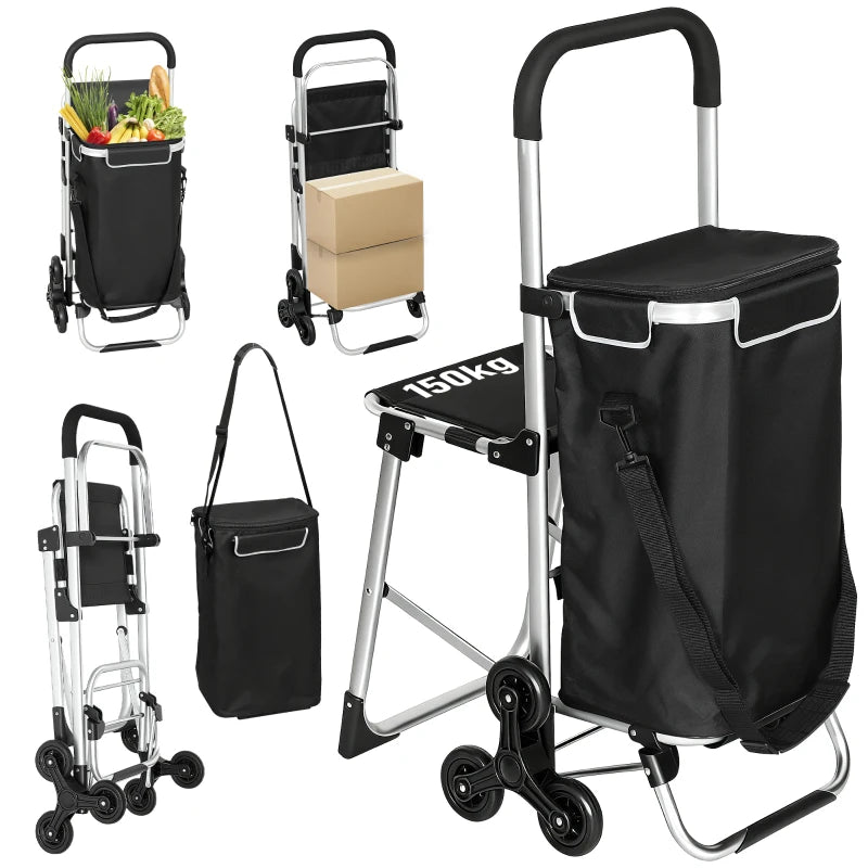 Nancy's Nesso Boodschappentrolley - Boodschappenkar - Boodschappenwagen - Zwart / Zilver - 40 Liter