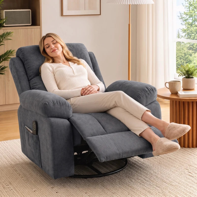 Nancy's Valmontone Massagestoel - Massagefauteuil - Relaxfauteuil - Trilmassage & Warmte - Volledig Verstelbaar - Grijs - Chenille