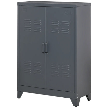 Nancy's Longare Commode - Ladekast - Opbergkast - Grijs - Staal - ± 75 x 35 x 110 cm