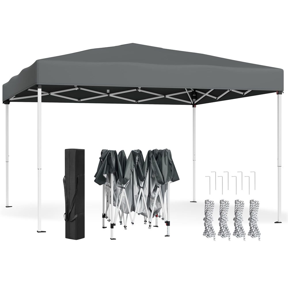 Nancy's Rubano Partytent - Tuintent - Opvouwbaar frame - Zonwering - Draagbaar - Grijs - ± 300 x 300 x 260 cm