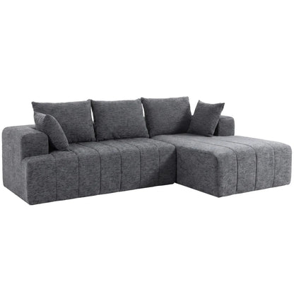 Nancy's Terlan Hoekbank - Slaapbank - Chaise Longue - Grijs - Chenille - ± 255 x 160 x 85 cm