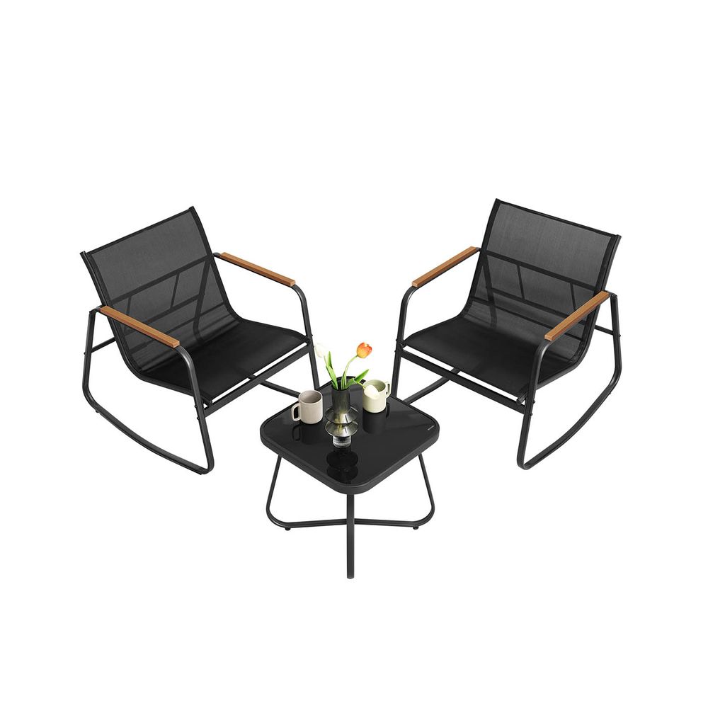 Nancy's Enemonzo Tuinset - Tuinmeubelset - Tuinstoelen met Schommelfunctie - Zwart