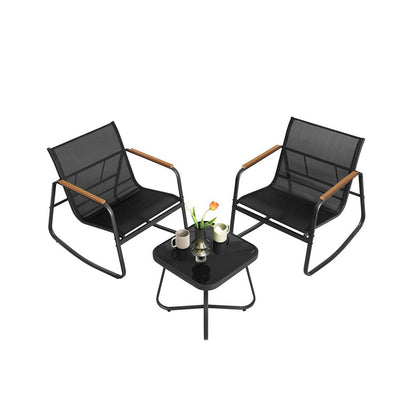 Nancy's Enemonzo Tuinset - Tuinmeubelset - Tuinstoelen met Schommelfunctie - Zwart