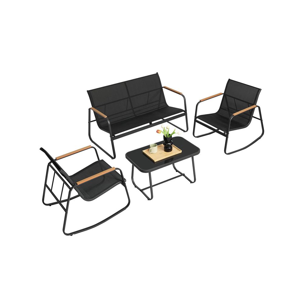Nancy's Entracque Tuinset - Tuinmeubelset - 4-Delige Set voor Buiten - Zwart