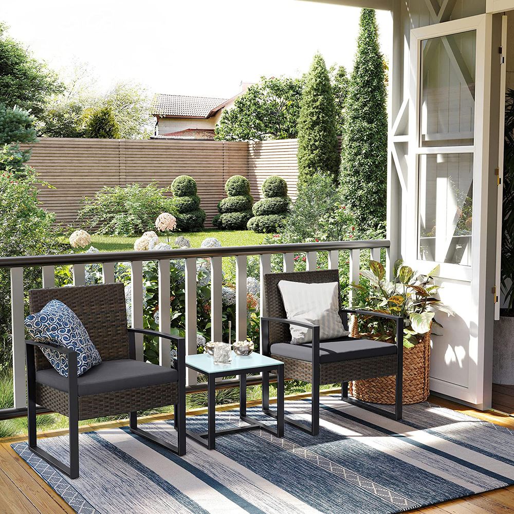 Nancy's Codal Tuinset - Bistroset - Zitgroep - Loungeset - 3-Delige Tuin Set - Bruin / Grijs