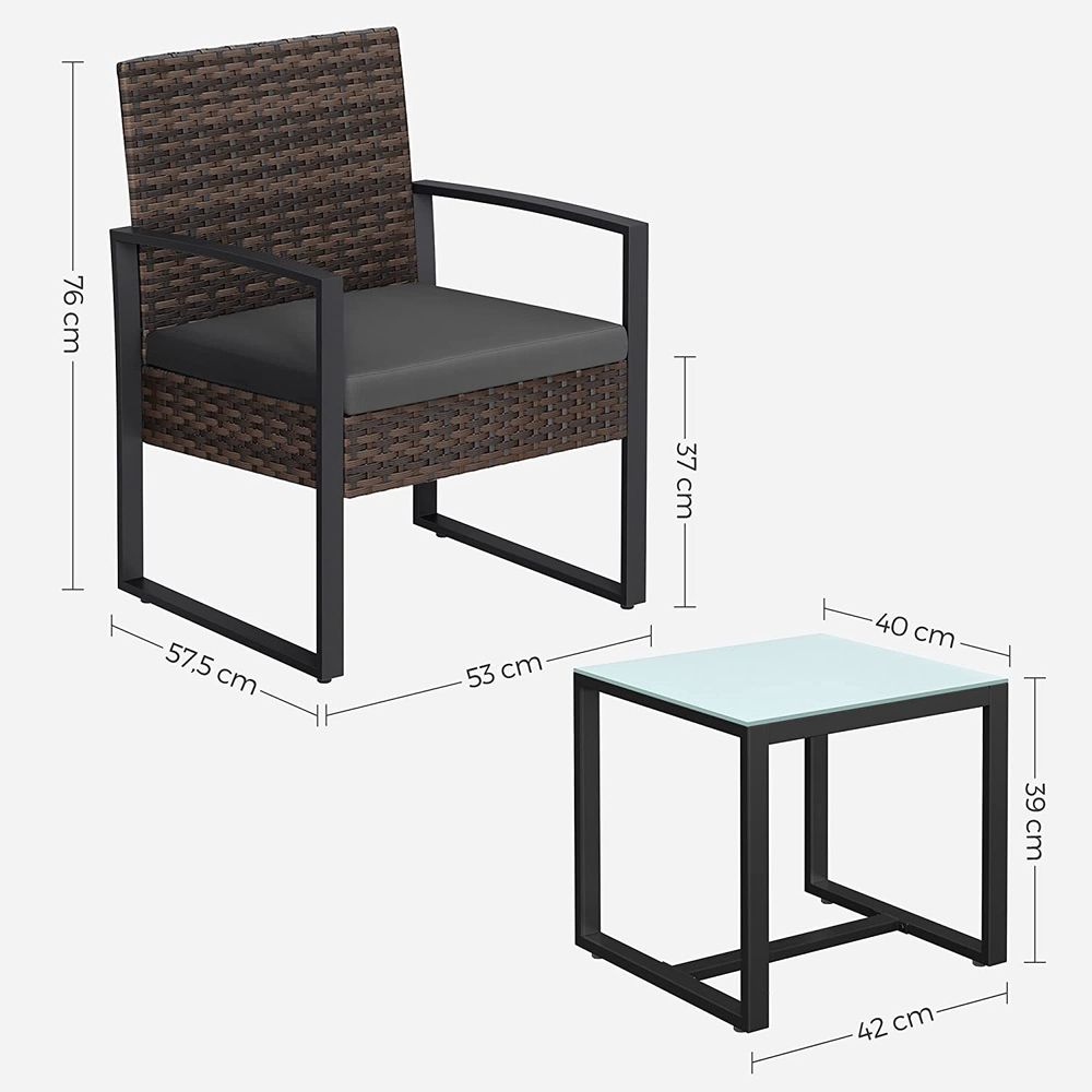Nancy's Codal Tuinset - Bistroset - Zitgroep - Loungeset - 3-Delige Tuin Set - Bruin / Grijs