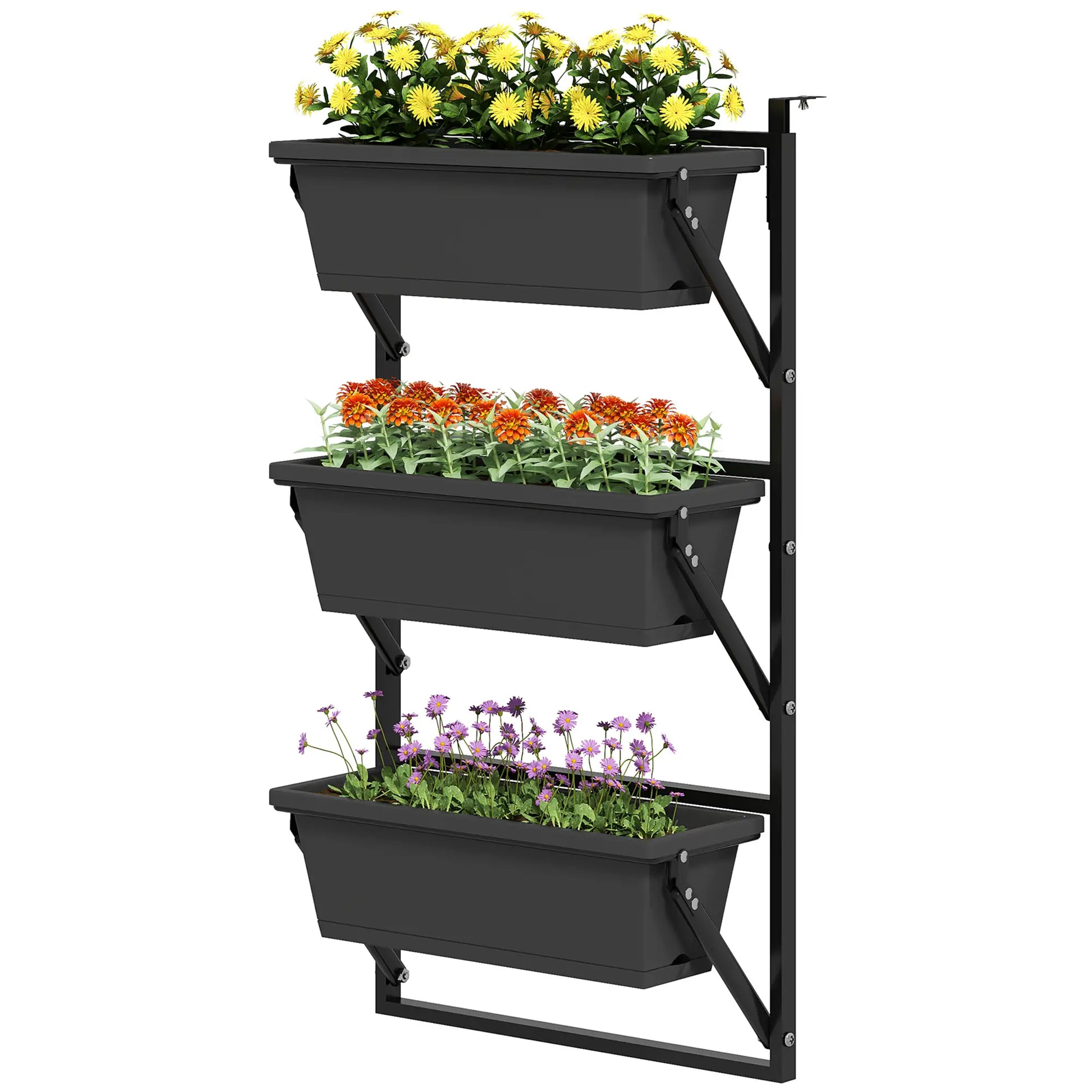 Nancy's Caluso Plantenbakken - Bloembakken - Bloempotten - Donkergrijs - Staal / Kunststof - ± 55 x 40 x 100 cm
