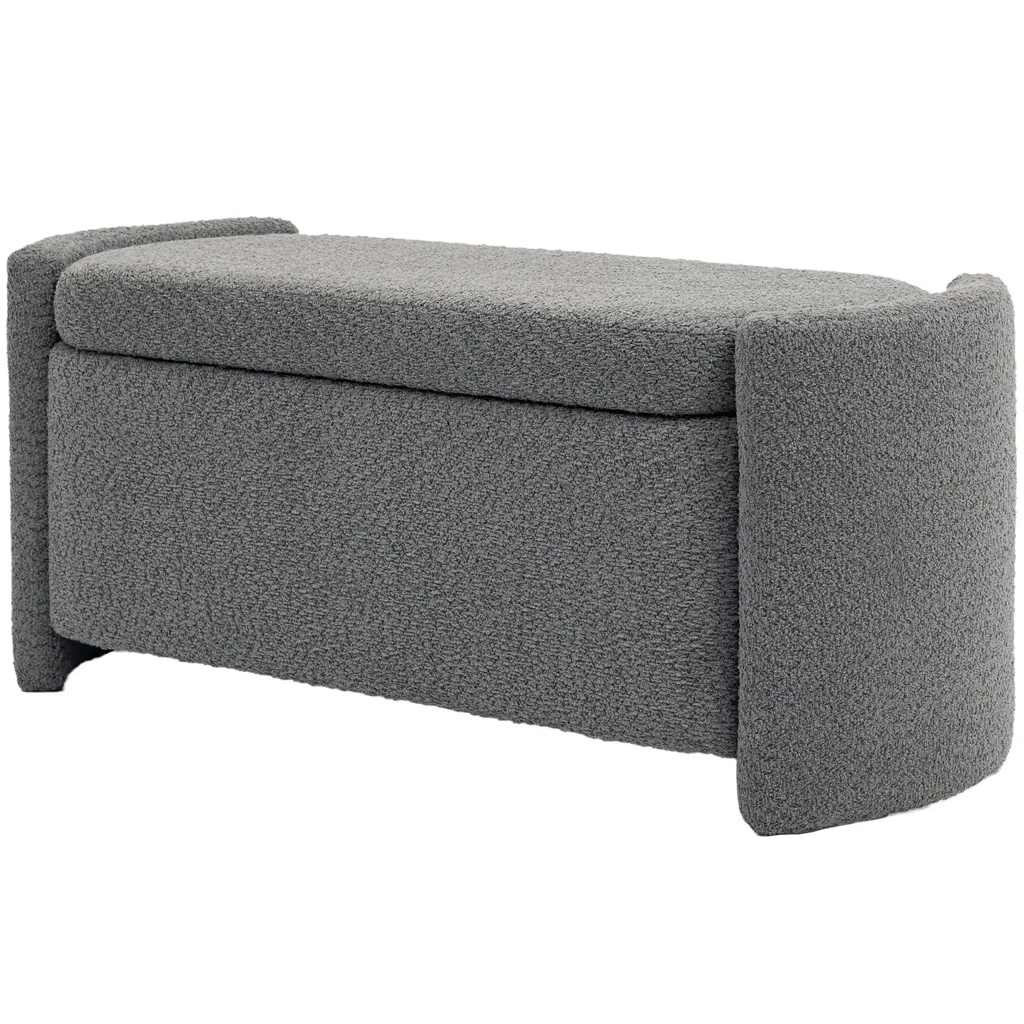 Nancy's Ferriere Opbergbank - Poef met Opbergruimte - Grijs - Teddyfluweel - ± 105 x 45 x 45 cm