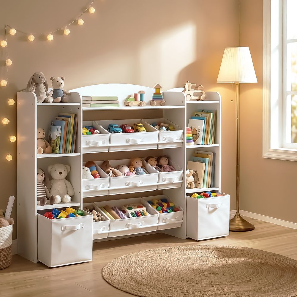 Nancy's Strambino Kinderkast - Opbergkast - Speelgoedkast - Wit - ± 140 x 30 x 105 cm
