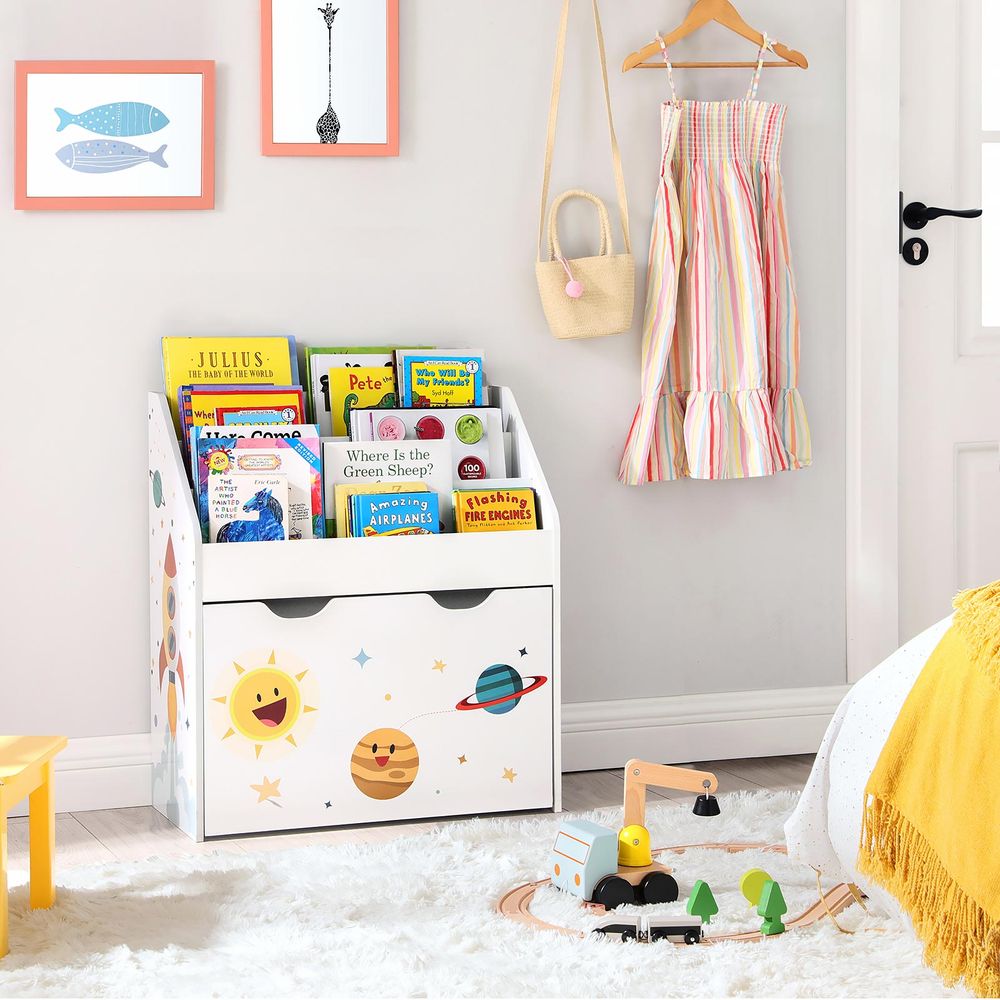 Nancy's Penryn Speelgoed Organizer - Speelgoed Opberger - Speelgoedplank - Speelgoedkist- Wit - ± 60 x 30 x 70 cm