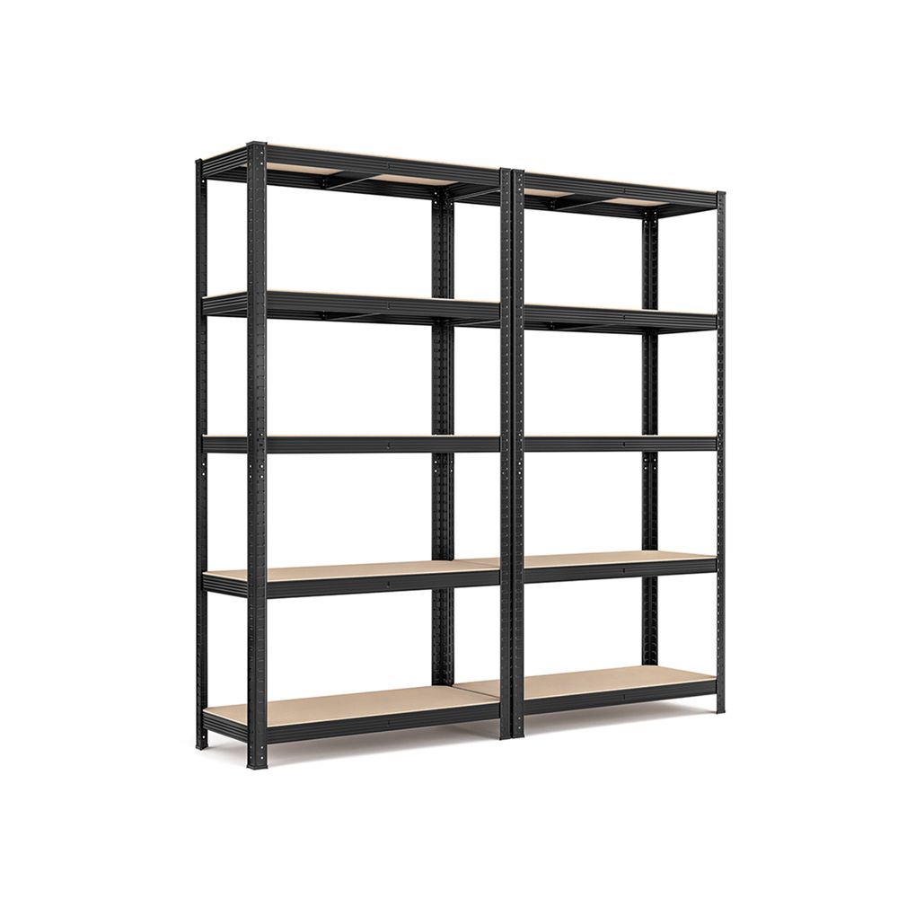 Nancy's Stenico Stellingkast Set van 2 - Opbergrek - Opbergkast - Stellingrek - Zwart - Staal - 90 x 40 x 180 cm