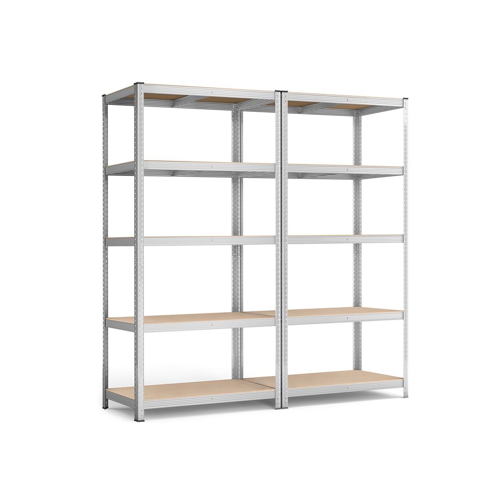 Nancy's Stezzano Stellingkast Set van 2 - Opbergrek - Opbergkast - Zilver - Staal - 100 x 50 x 200 cm