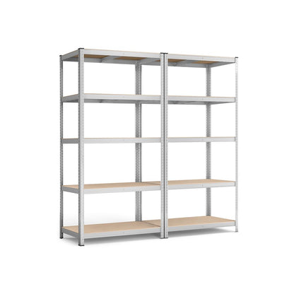Nancy's Stezzano Stellingkast Set van 2 - Opbergrek - Opbergkast - Zilver - Staal - 100 x 50 x 200 cm