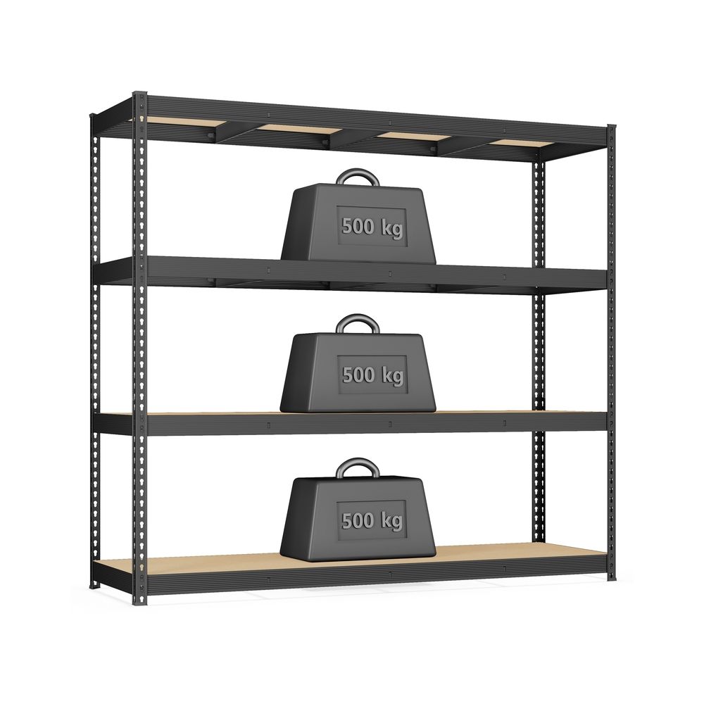 Nancy's Povolaro Stellingkast - Opslagrek - In hoogte verstelbare legplanken - Zwart - Staal - ± 200 x 60 x 185 cm