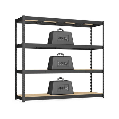 Nancy's Povolaro Stellingkast - Opslagrek - In hoogte verstelbare legplanken - Zwart - Staal - ± 200 x 60 x 185 cm