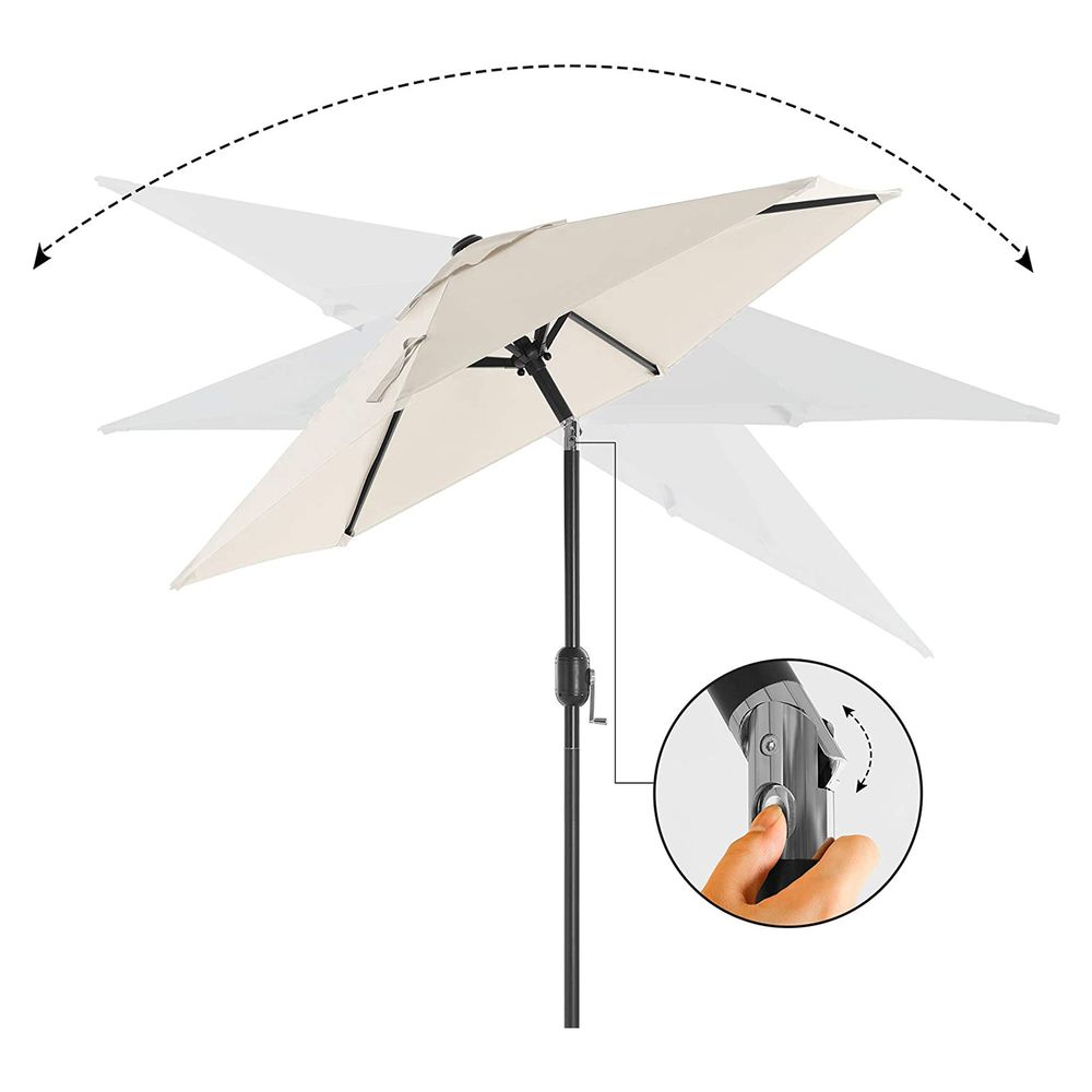 Nancy's Heber Parasol - Tuinparasol - UV-Bescherming - UPF 50+ - Metaal - Buigbaar - Beige- 200 cm