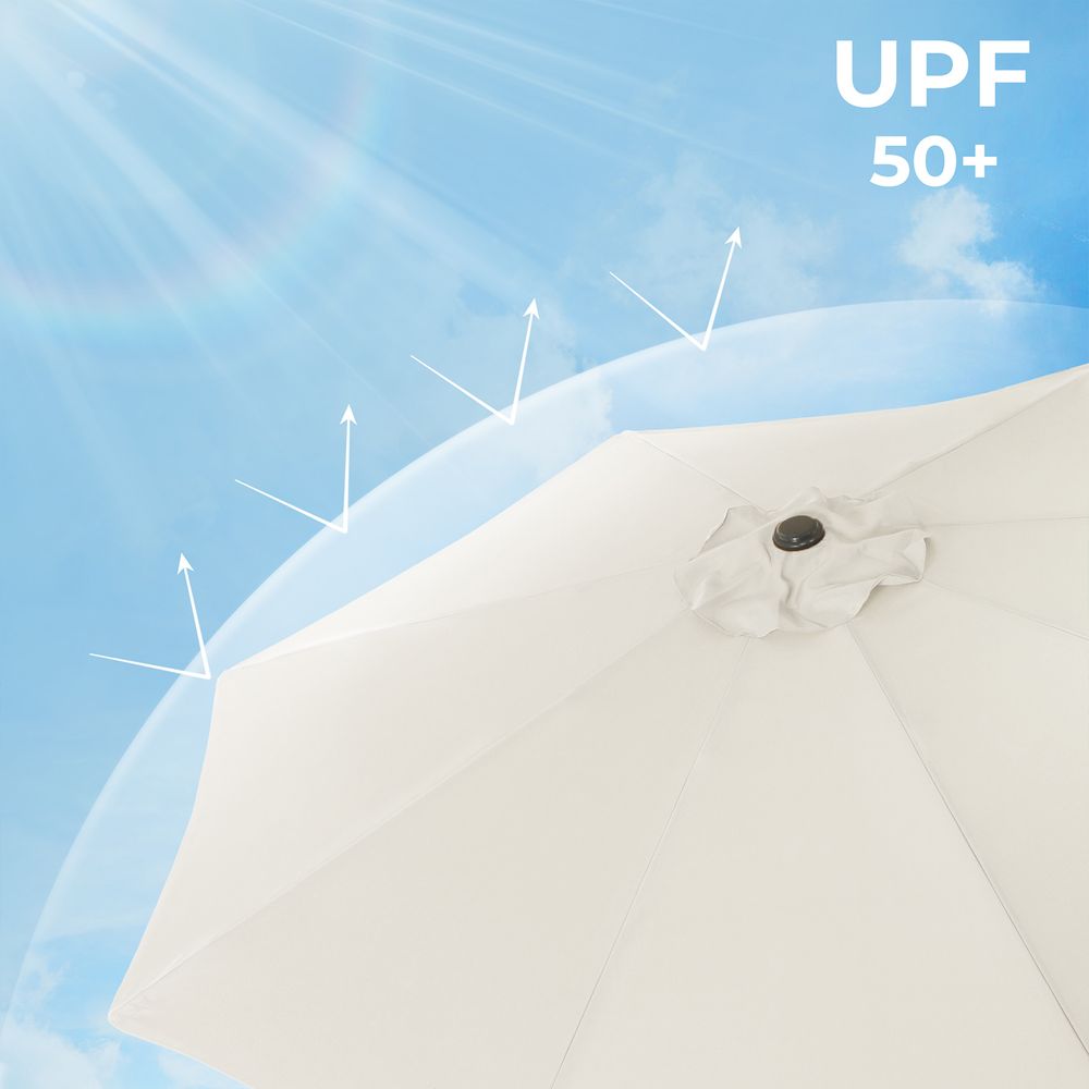 Nancy's Forestview Parasol - Hangparasol - UPF 50+ - Draaibaar - Verstelbaar - Beige - Ø 300 cm