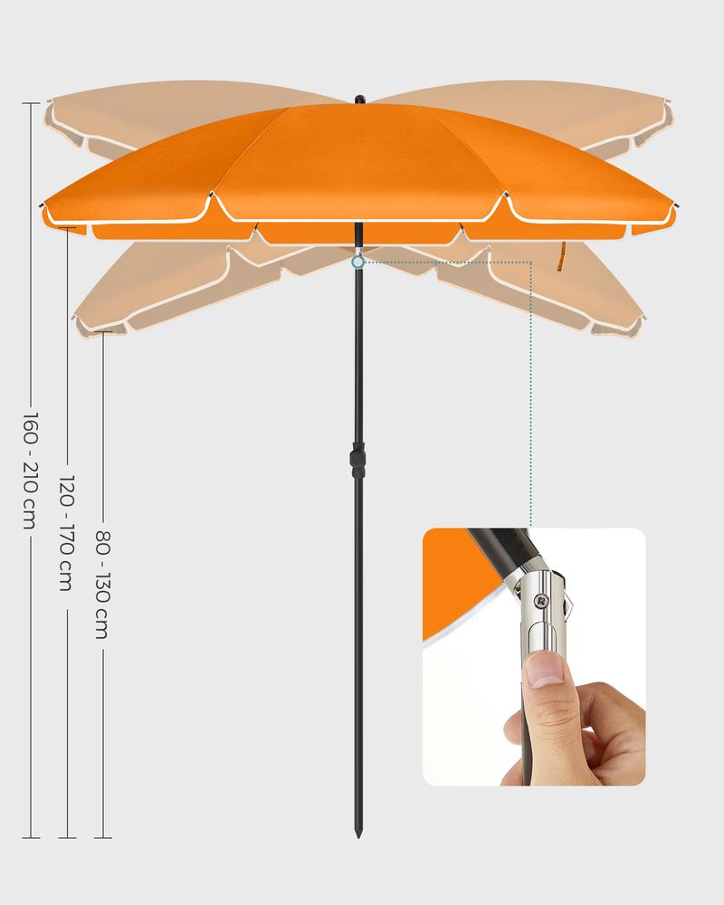 Nancy's Hallando Parasol - Tuinparasol - Oranje - Polyester - Ø 160 cm