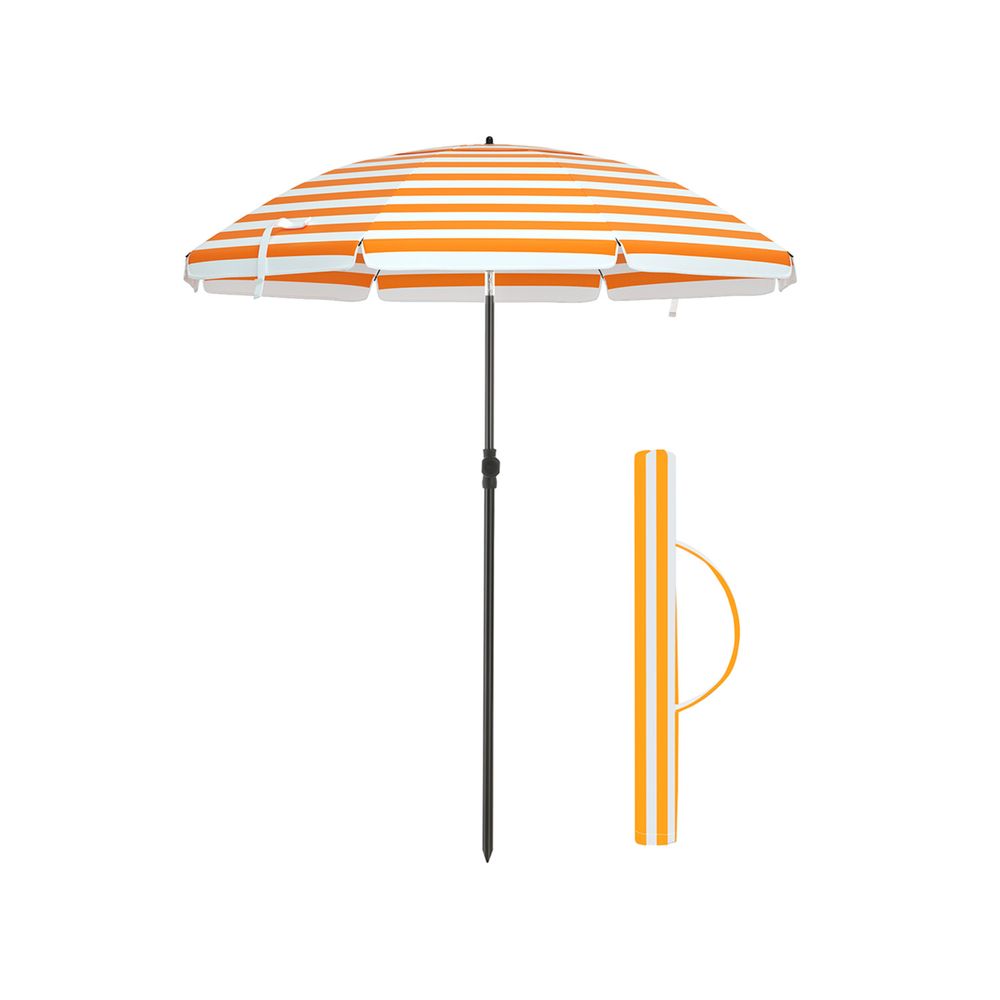 Parasol Hoeranda de Nancy - Parasol rayé - Orange / Blanc - Ø 160 cm