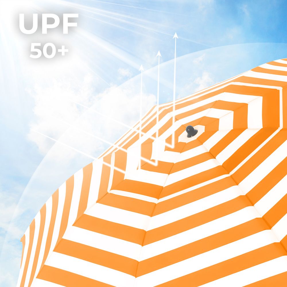Nancy's Hoeranda Parasol - Gestreepte Parasol - Oranje / Wit - Ø 160 cm