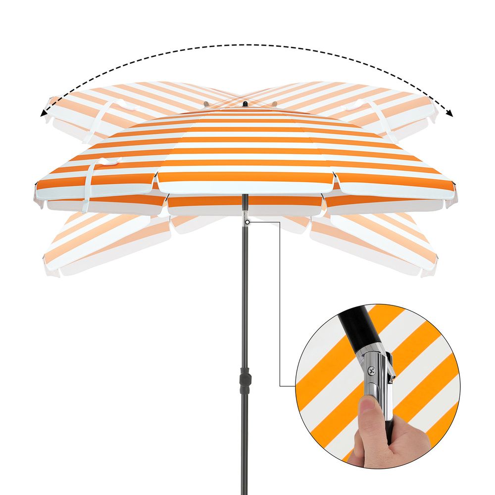 Nancy's Hoeranda Parasol - Gestreepte Parasol - Oranje / Wit - Ø 160 cm