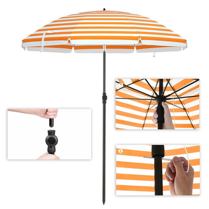 Nancy's Hoeranda Parasol - Gestreepte Parasol - Oranje / Wit - Ø 160 cm