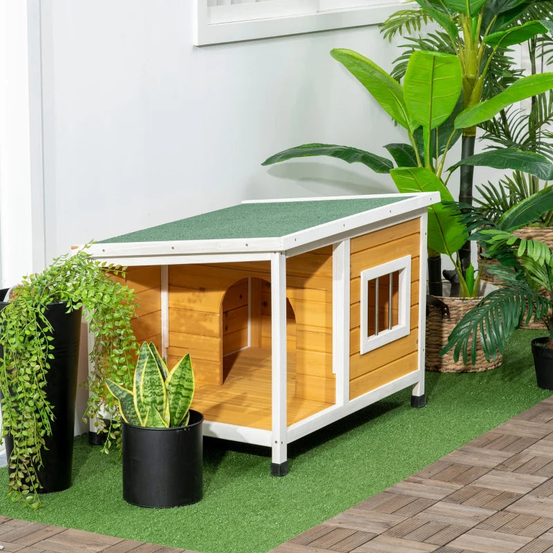 Nancy's Sorbolo Hondenhok - Hondenverblijf voor buiten - Veranda - Dennenhout - ± 85 x 60 x 60 cm