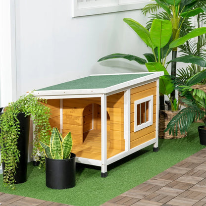 Nancy's Sorbolo Hondenhok - Hondenverblijf voor buiten - Veranda - Dennenhout - ± 85 x 60 x 60 cm