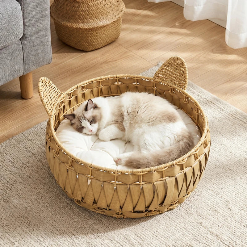 Nancy's Tarquinia Kattenmand - Kattenbed - Afneembaar kussen - Rotan - 50 x 50 x 25 cm