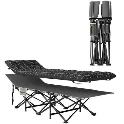 Nancy's Ghilarza Campingbed - Stretcher - Vouwbed - Veldbed - Zwart - ± 190 x 65 x 35 cm