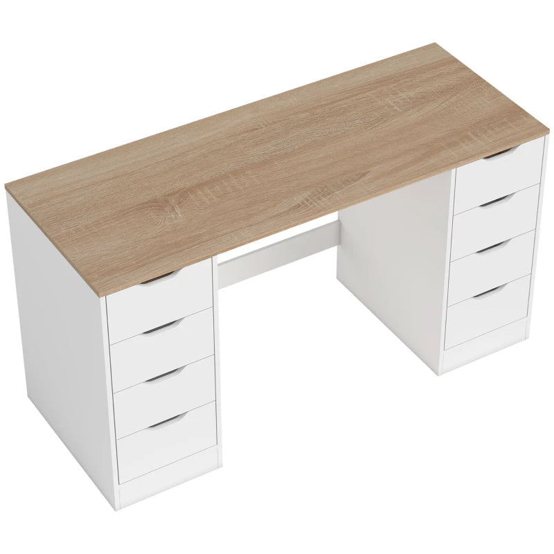 Nancy's Ossana Bureau - Computertafel - Met Lades - Wit / Natuurlijk hout - ± 140 x 55 x 75 cm