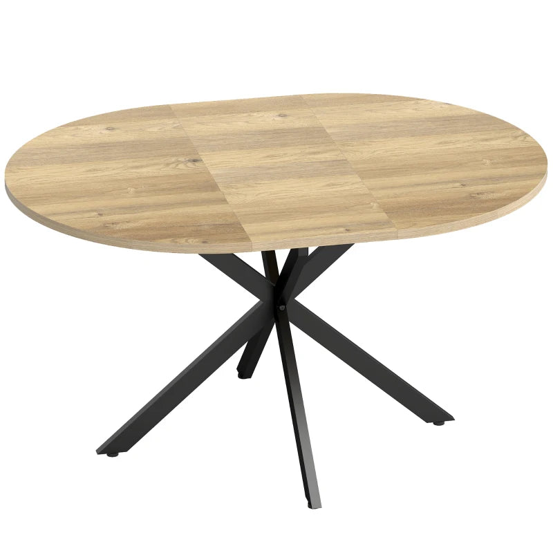 Nancy's Tossicia Eettafel Ovaal - Uitschuifbare eettafel - Tafel ovaal - Naturel hout / Zwart - MDF / Staal